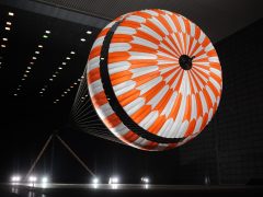 Testing a parachute made from Heathcoat's fabric at the NASA Ames Research Centre