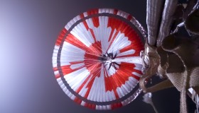The Mars 2020 Parachute as viewed from Perseverance on its decent to the surface of Mars –Image Credit NASAJPL Caltec