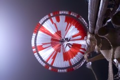 The Mars 2020 Parachute as viewed from Perseverance on its decent to the surface of Mars –Image Credit NASAJPL Caltec
