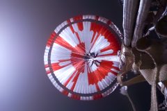 The Mars 2020 Parachute as viewed from Perseverance on its decent to the surface of Mars –Image Credit NASAJPL Caltec The Mars 2020 Parachute as viewed from Perseverance on its decent to the surface of Mars –Image Credit NASAJPL Caltec