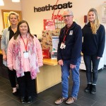 Holly & Mike from CHAT collecting some of the Heathcoat staff's donations Collecting donations from Heathcoat staff